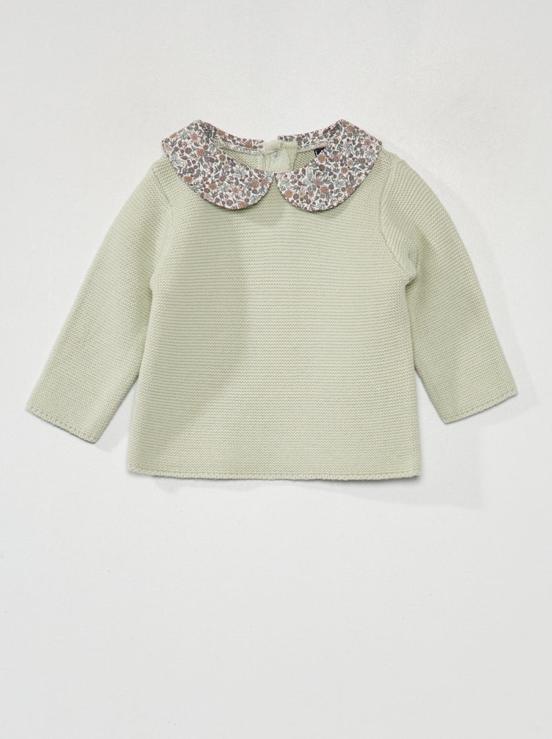 Pull en maille point mousse Vert - Kiabi