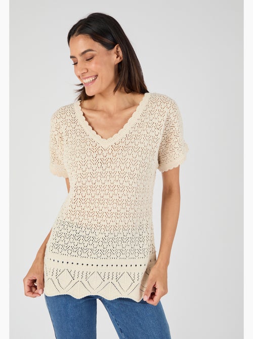 Pull en maille pointelle - Damart - Kiabi