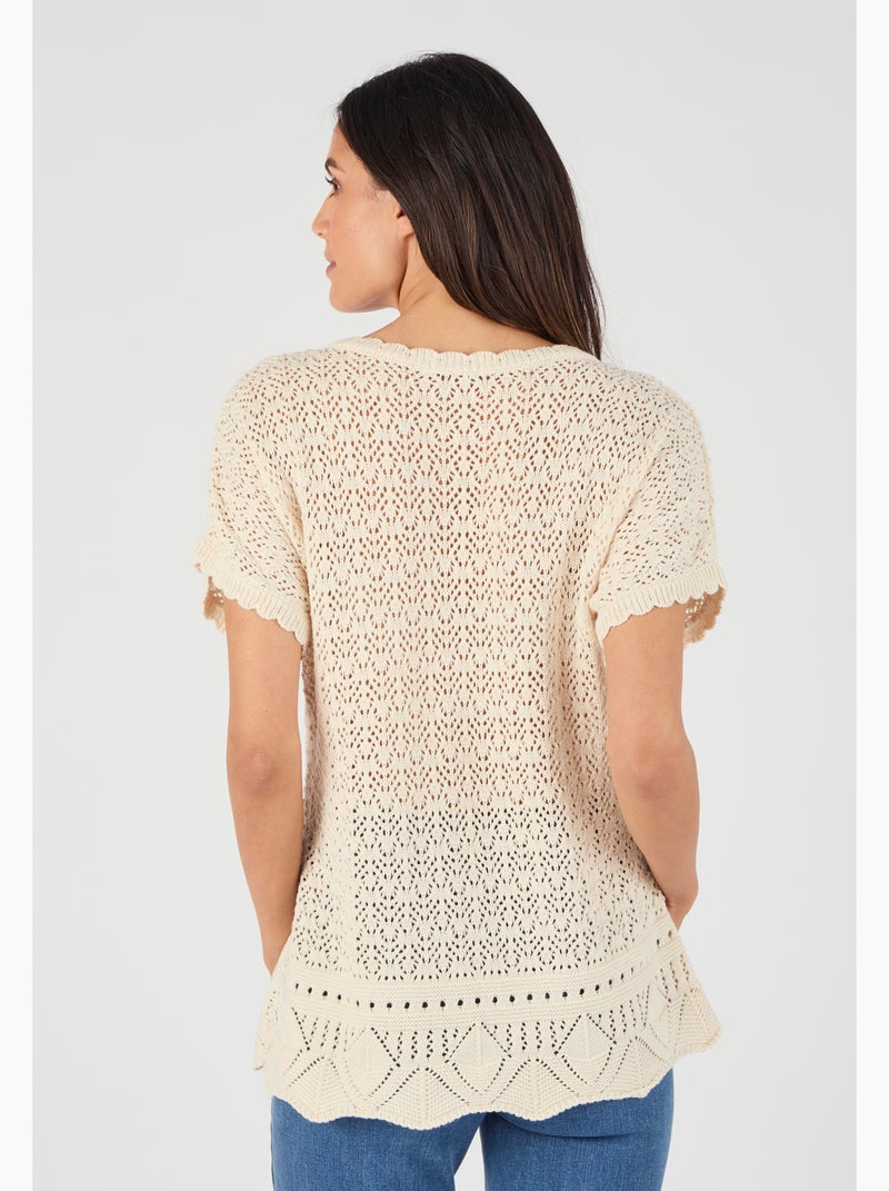 Pull en maille pointelle - Damart Marron - Kiabi