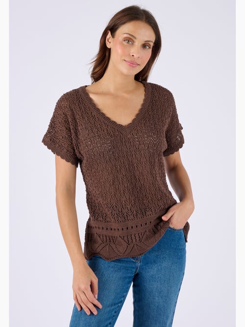 Pull en maille pointelle - Damart - Kiabi