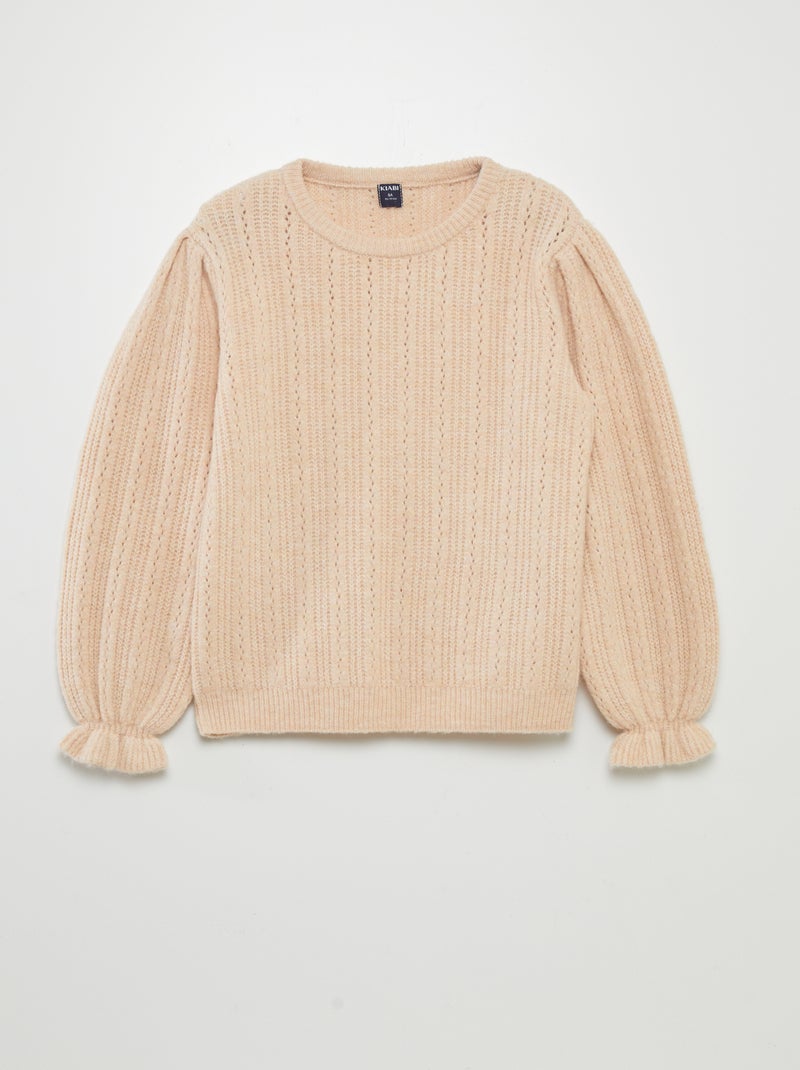 Pull en maille pointelle Beige - Kiabi