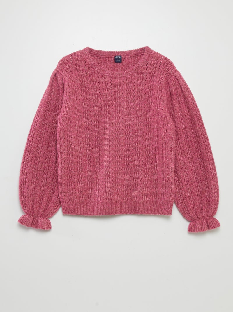 Pull en maille pointelle Rose - Kiabi