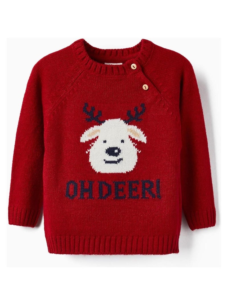 Pull en Maille pour Bébé 'Renne - Noël'   NOËL Rouge - Kiabi