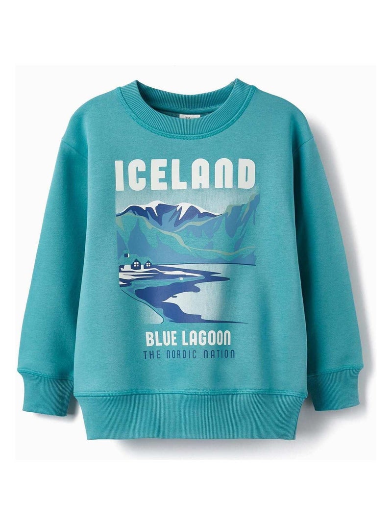 Pull en Maille pour Garçon 'Iceland'   NORTHERN CALLING Bleu clair - Kiabi
