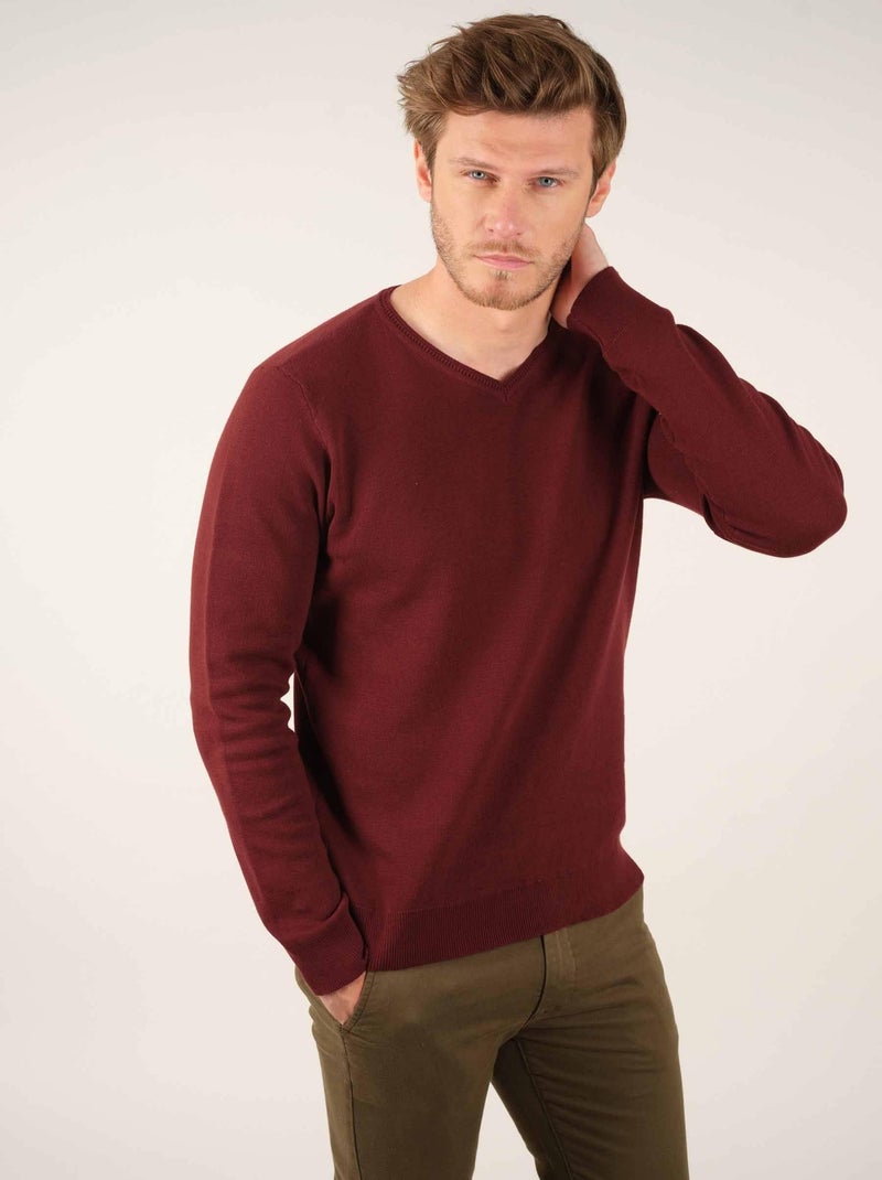 Pull en maille pour homme 'Deeluxe' Bordeaux - Kiabi