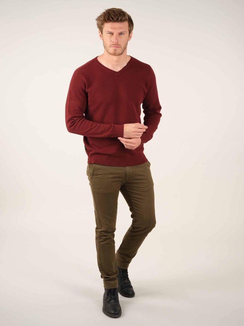 Pull en maille pour homme 'Deeluxe' Bordeaux - Kiabi