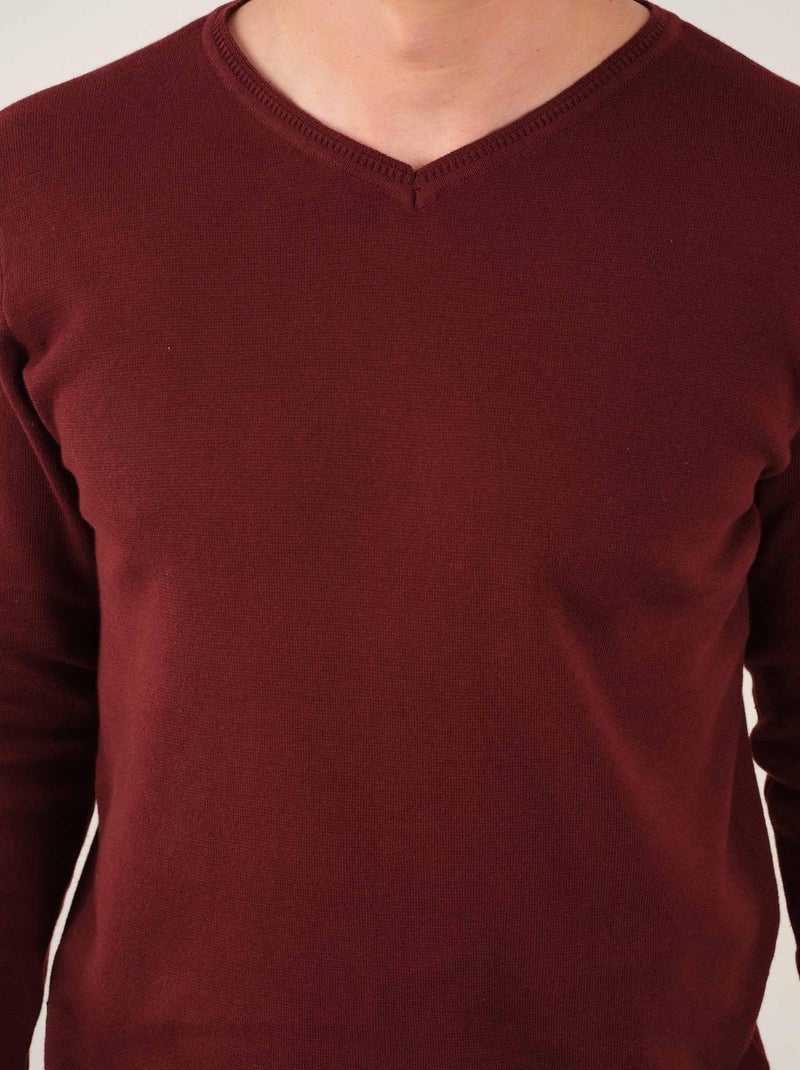 Pull en maille pour homme 'Deeluxe' Bordeaux - Kiabi