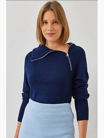 Pull en maille raglan zippée lucci