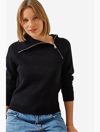 Pull en maille raglan zippée lucci