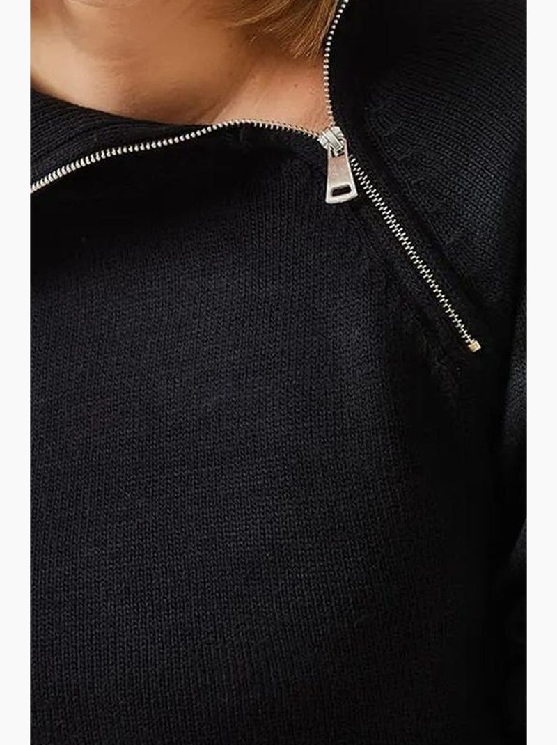 Pull en maille raglan zippée lucci Noir - Kiabi