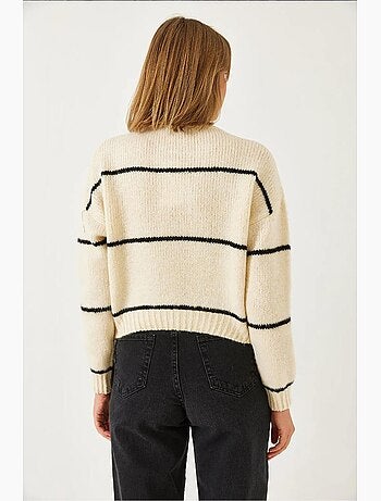 Pull en maille rayé à col rond lucci