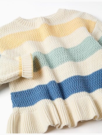 Pull en maille rayé à ourlet volanté