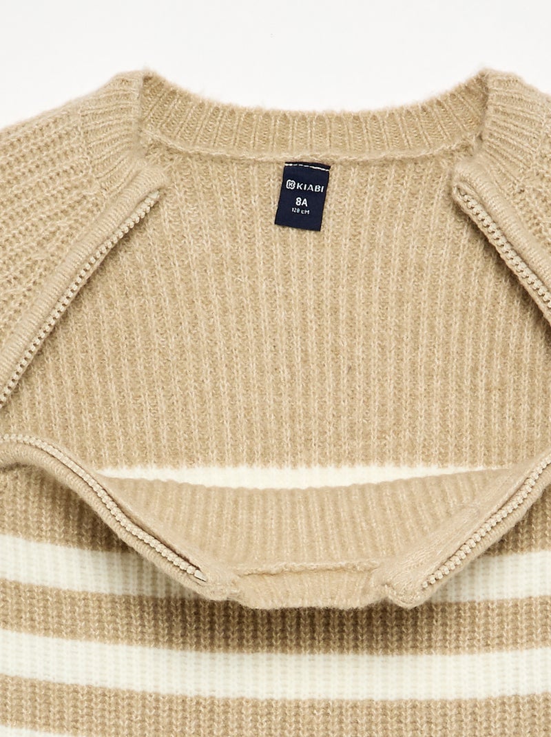 Pull en maille rayée - collection facile à enfiler Beige - Kiabi