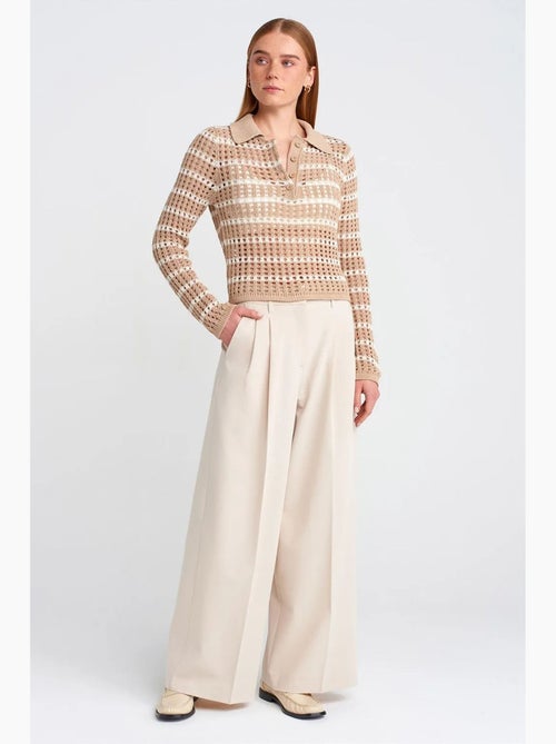Pull en maille rayée à col polo et boutons dilvin - Kiabi Pull en maille rayée à col polo et boutons dilvin - Kiabi