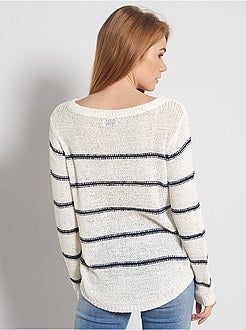 Pull en maille ruban rayée 'JDY' - Kiabi