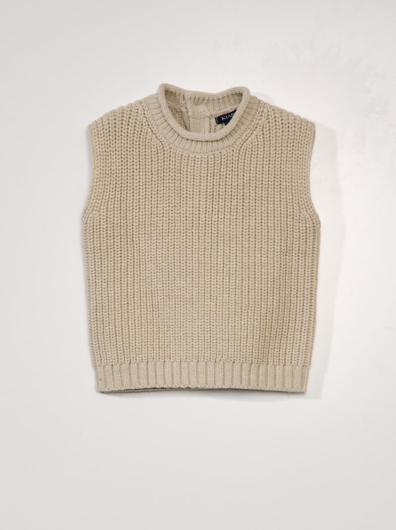 Pull en maille sans manches Beige - Kiabi