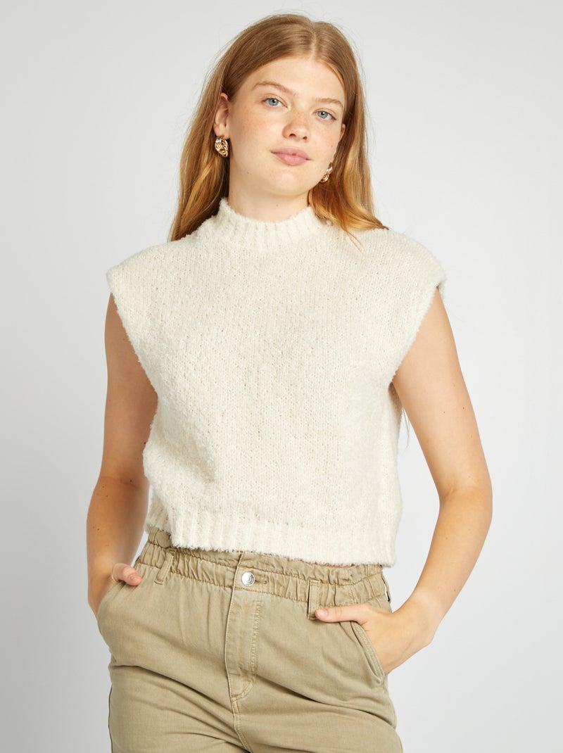 Pull en maille sans manches Blanc - Kiabi