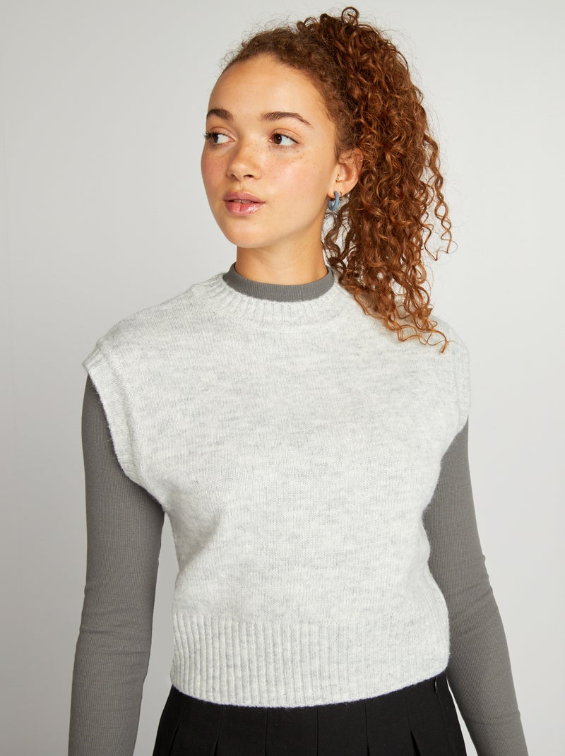 Pull en maille sans manches Gris - Kiabi
