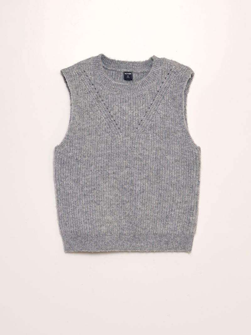 Pull en maille sans manches Gris - Kiabi