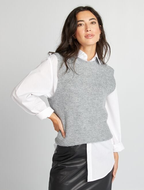 Pull en maille sans manches - Kiabi