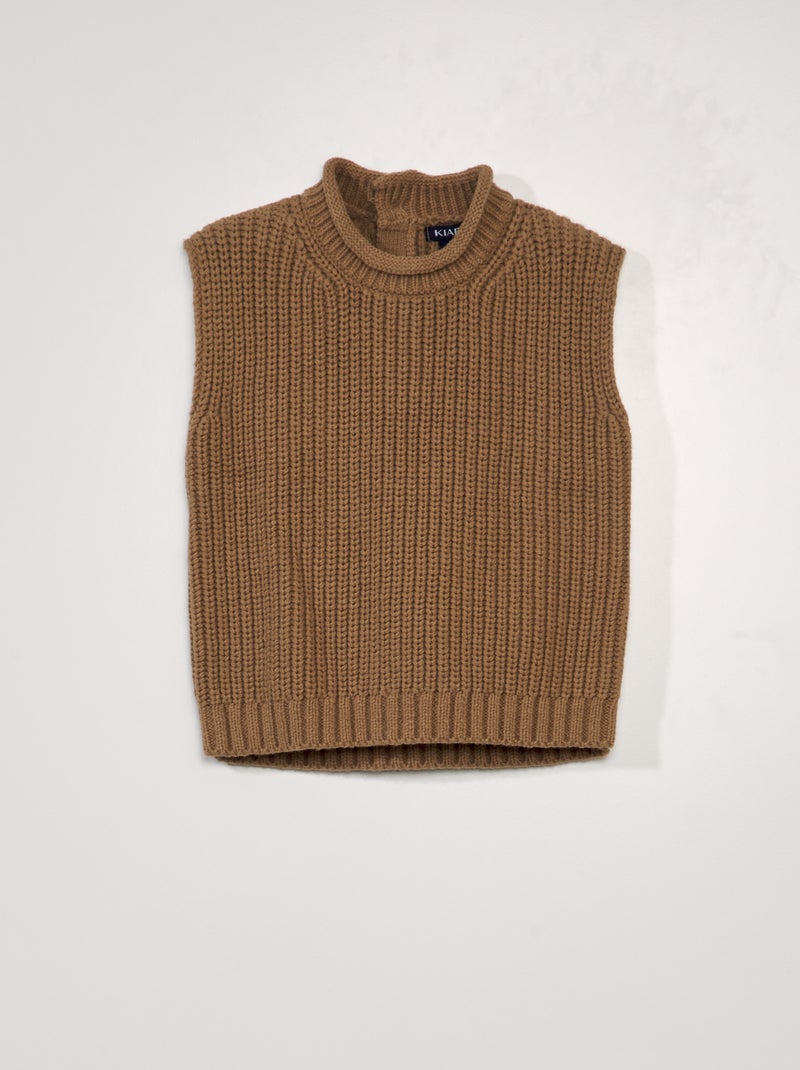 Pull en maille sans manches Marron - Kiabi