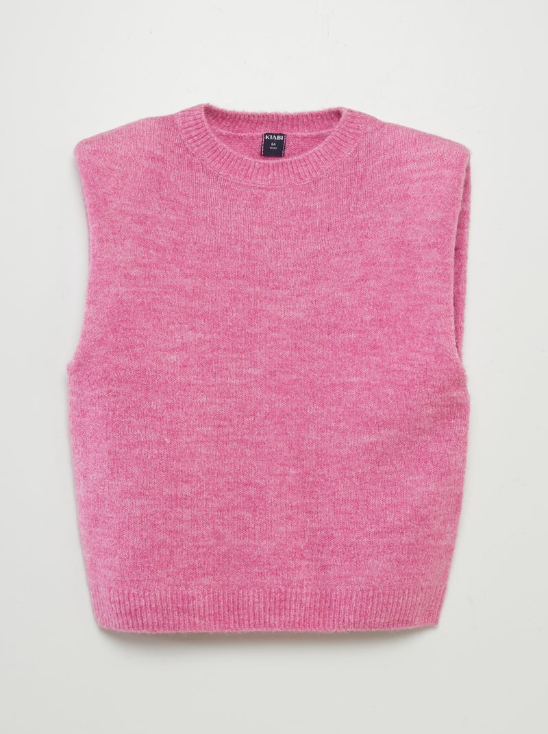 Pull en maille sans manches Rose - Kiabi