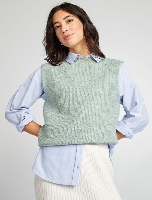 Pull en maille sans manches - Kiabi