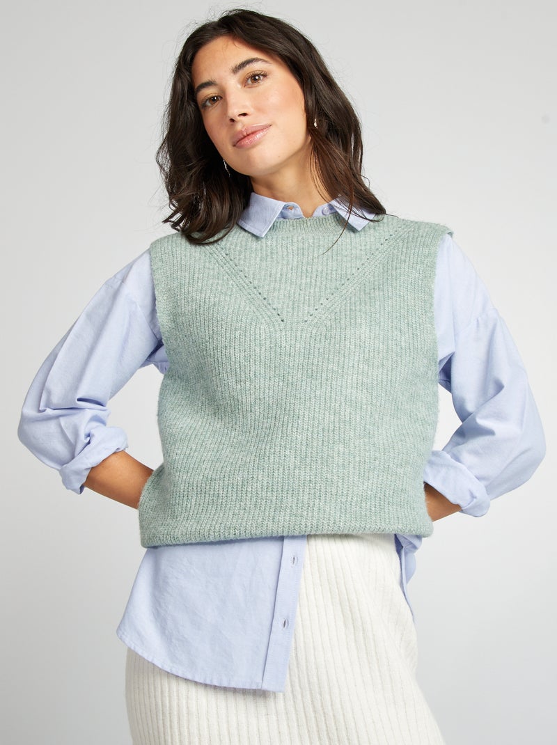 Pull en maille sans manches Vert - Kiabi