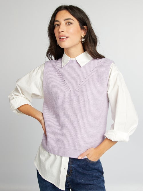 Pull en maille sans manches - Kiabi