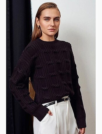 Pull en maille texturée à col rond dilvin