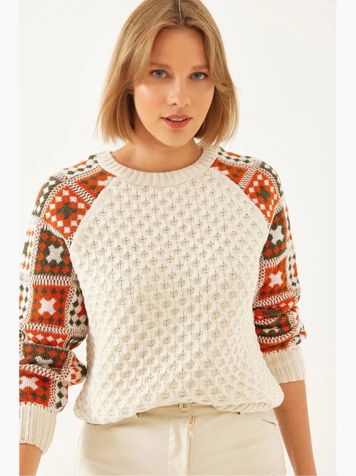 Pull en maille texturée à col rond lucci - Kiabi