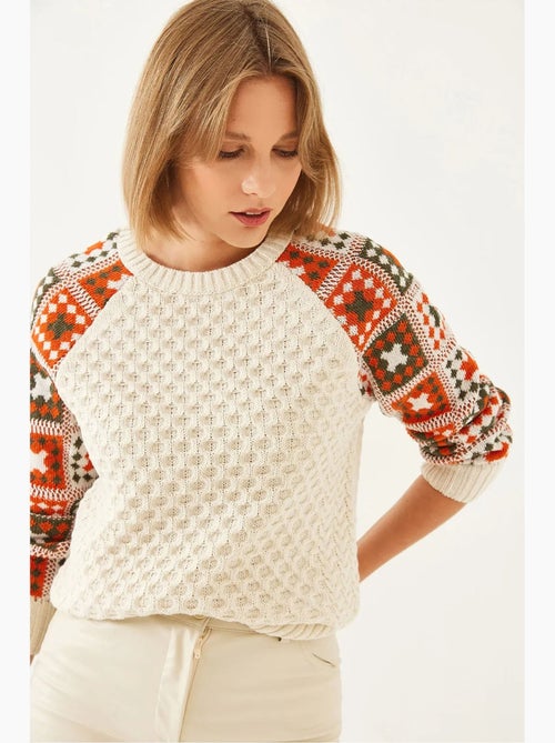 Pull en maille texturée à col rond lucci - Kiabi