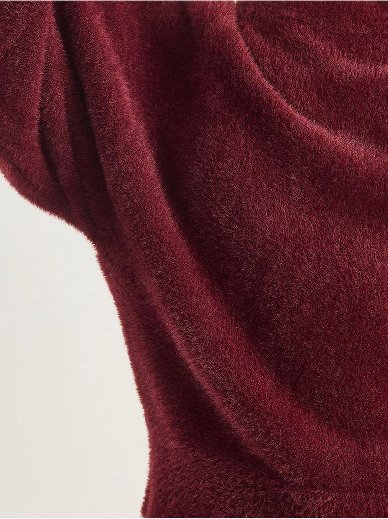 Pull en maille texturée à col rond lucci Rouge bordeaux - Kiabi