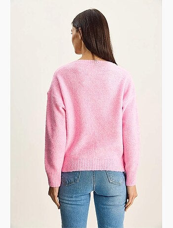 Pull en maille texturée à col v lucci