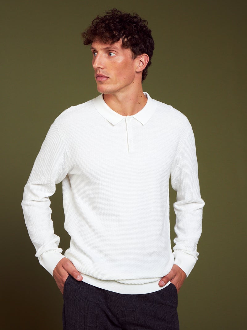 Pull en maille texturée blanc - Kiabi