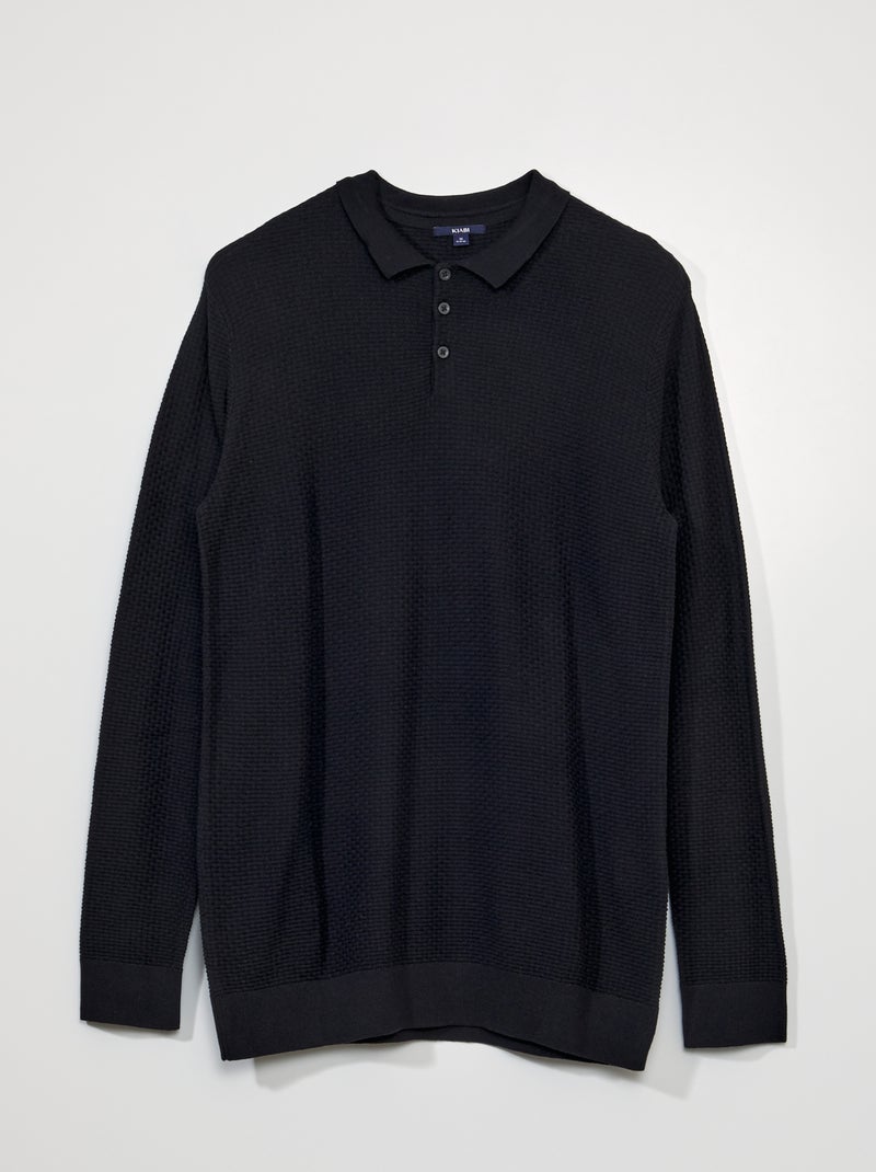 Pull en maille texturée noir - Kiabi