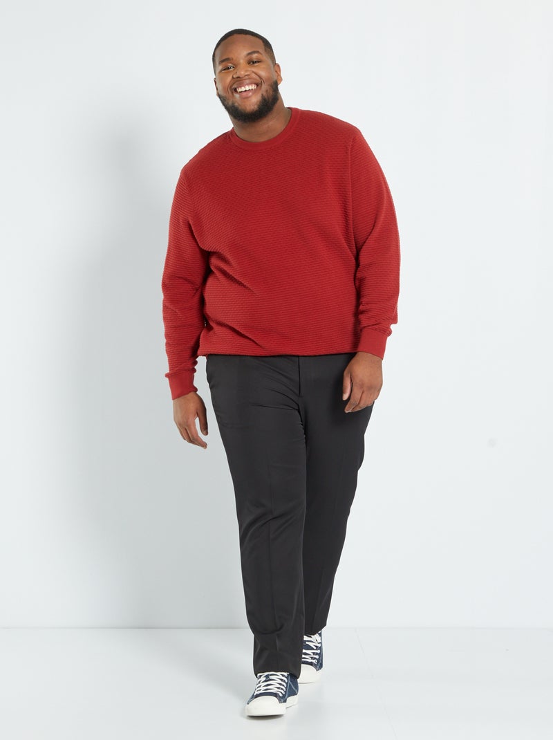 Pull en maille texturée rouge - Kiabi