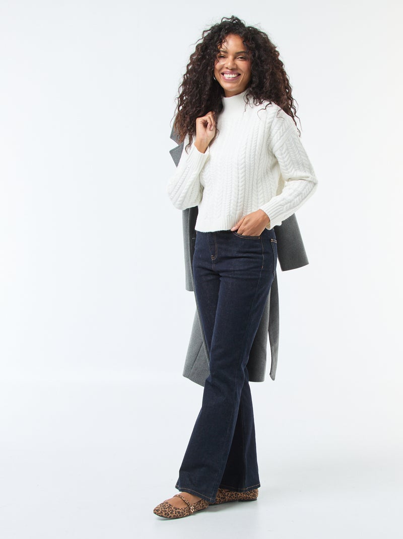 Pull en maille torsade et col montant Blanc - Kiabi