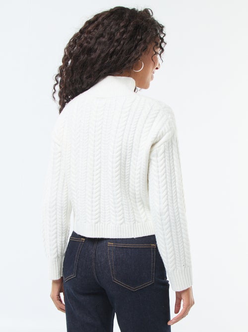 Pull en maille torsade et col montant - Kiabi