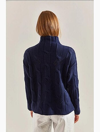 Pull en maille torsadée à demi-col roulé lucci