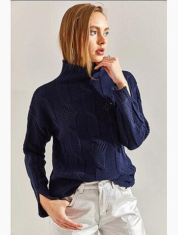 Pull en maille torsadée à demi-col roulé lucci