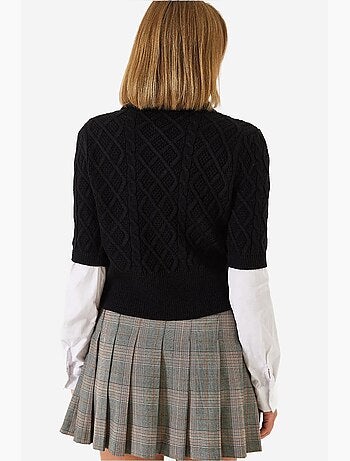 Pull en maille torsadée à détails chemise lucci