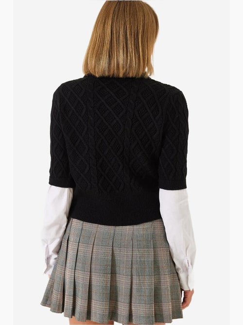 Pull en maille torsadée à détails chemise lucci - Kiabi Pull en maille torsadée à détails chemise lucci - Kiabi