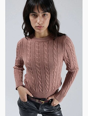 Pull en maille torsadée ajusté avec détails côtelés my fashion