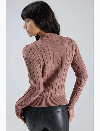 Pull en maille torsadée ajusté avec détails côtelés my fashion