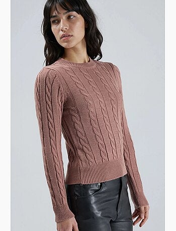 Pull en maille torsadée ajusté avec détails côtelés my fashion