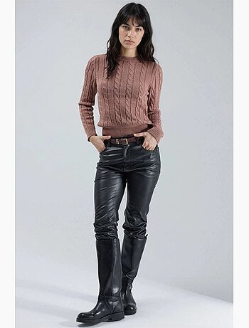 Pull en maille torsadée ajusté avec détails côtelés my fashion