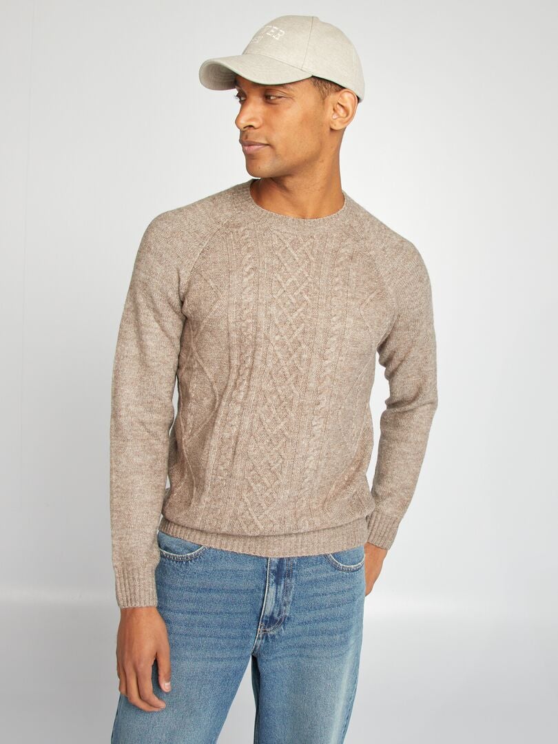 Pull en maille torsadee Beige Kiabi 18.00