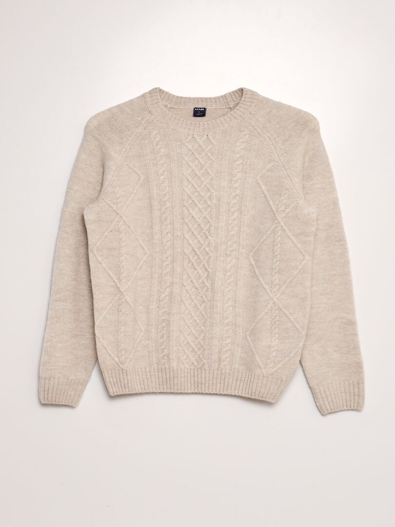 Pull en maille torsadée BEIGE - Kiabi