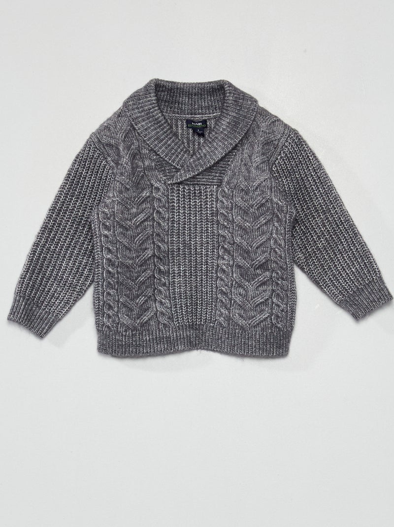 Pull en maille torsadée Bleu marine - Kiabi